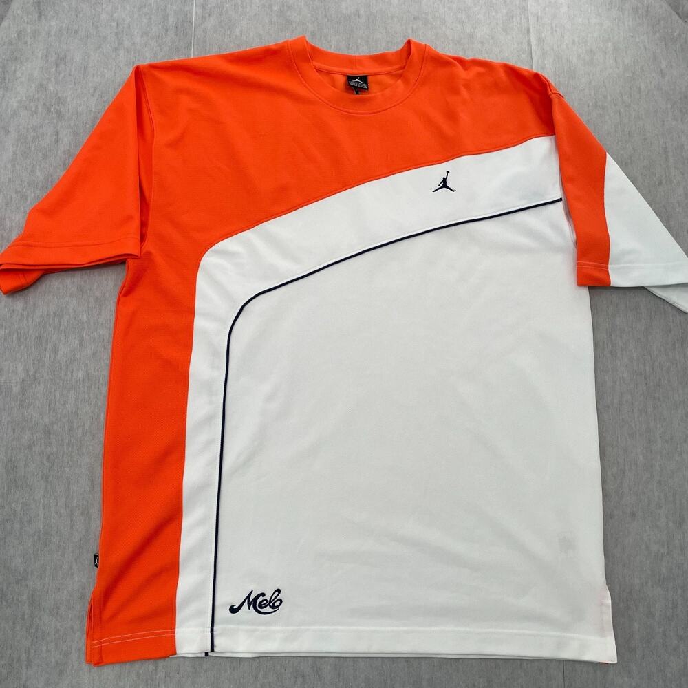 VINTAGE Jordan Melo Shirt Adult 2XL Orange White Short Sleeve Crew Neck Mens XXL